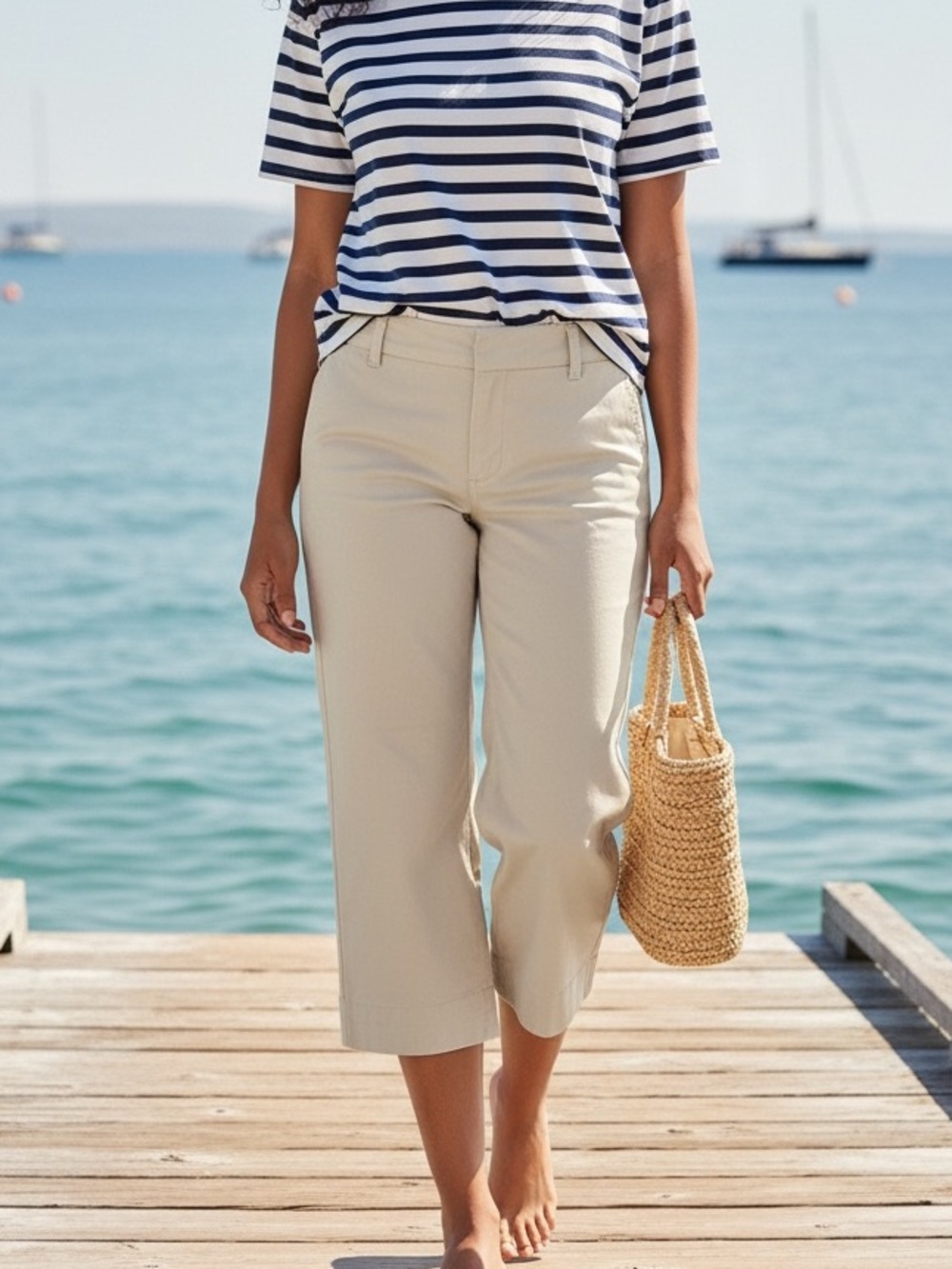 Gap Flat Front Capris - Beige, Size 2 Curvy Fit
